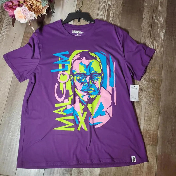 NWT Sonoma Community Black History Month Malcolm X Graphic Tee Plum XL - Picture 15 of 15